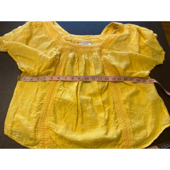 Philosophy Republic Clothing Yellow Square Neck Peasant Top L Cottagecore Boho - Picture 6 of 8